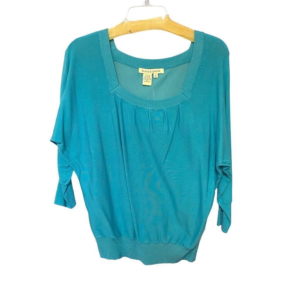 Hanna & Gracie Turquoise Sweater with‎ Dolman Sleeves Women’s Small NWT